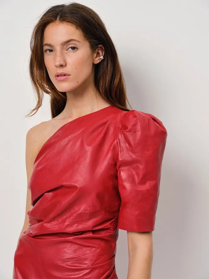 Dante 6 Leren Mini-jurk Rood