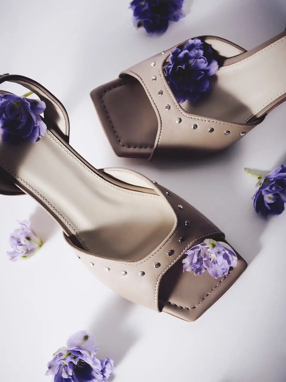 Dante 6 Leren Sandalen Met Hak Beige