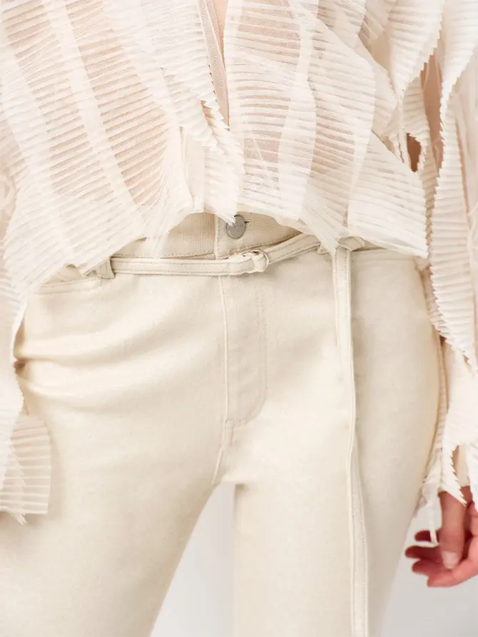 Dante 6 Metallic Crop Jeans Creme