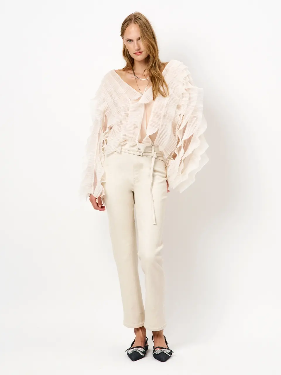 Dante 6 Metallic Crop Jeans Creme