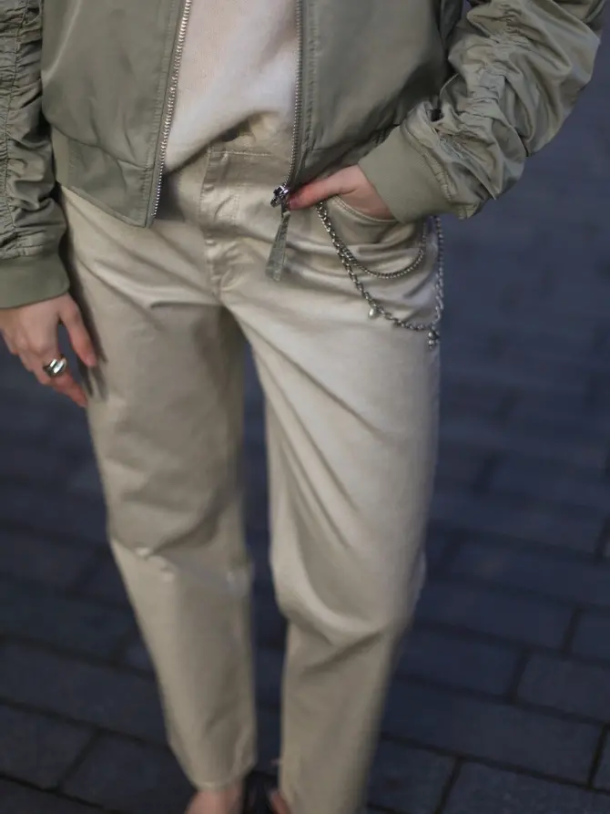 Dante 6 Metallic Cropped Jeans Champagne Metallic