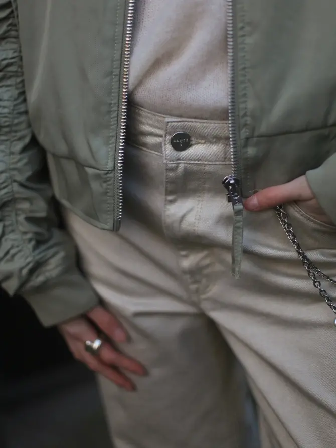 Dante 6 Metallic Cropped Jeans Champagne Metallic