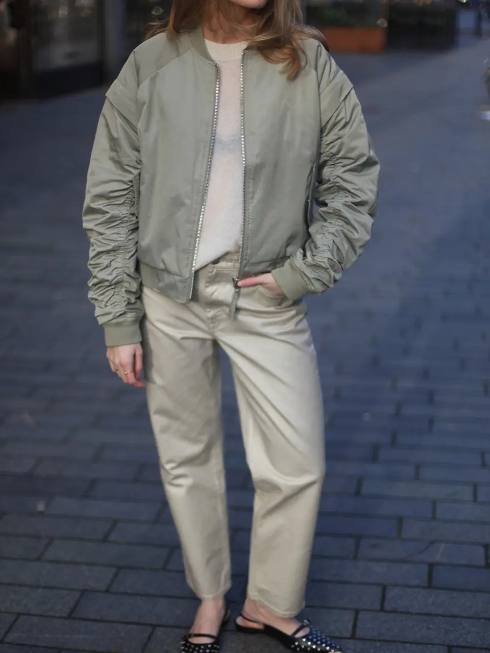 Dante 6 Metallic Cropped Jeans Champagne Metallic