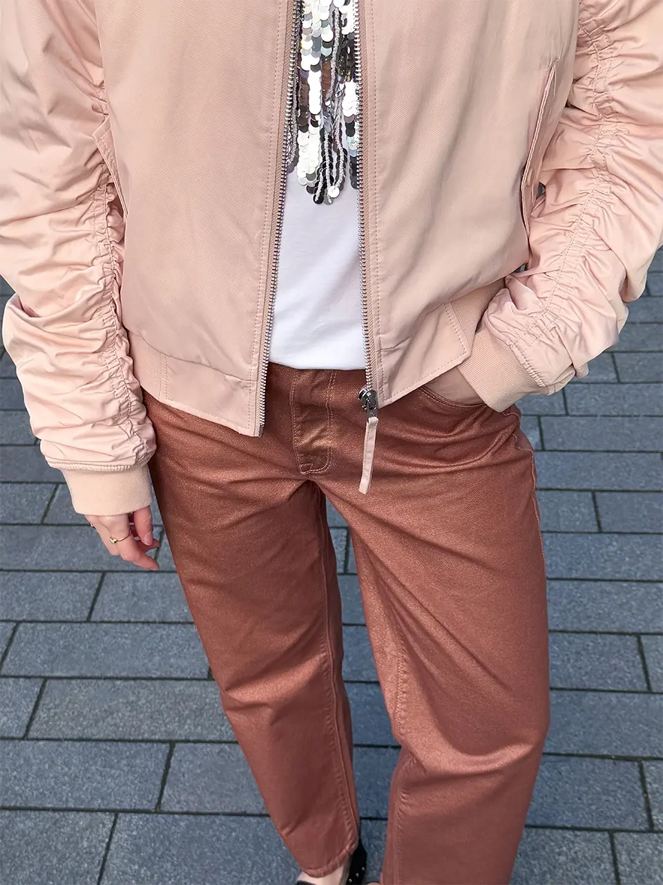 Dante 6 Metallic Cropped Jeans Rose Metallic