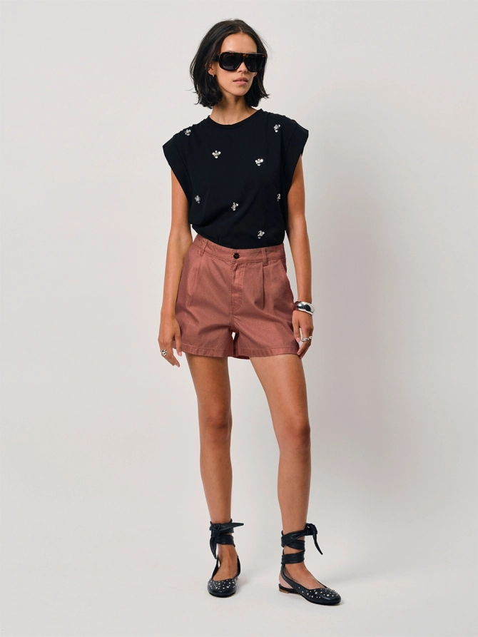 Dante 6 Metallic Denim Short Rose Metallic