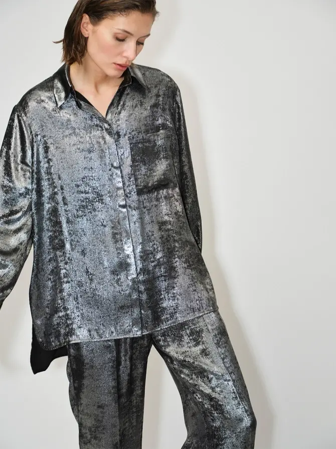 Dante 6 Metallic Oversized Shirt Metallic Grijs