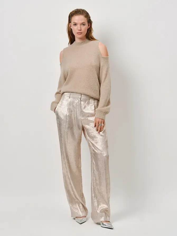 Dante 6 Metallic Wijde Broek Champagne