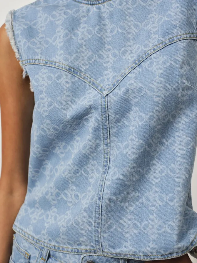Dante 6 Monogram Denim Top Skywash Blue