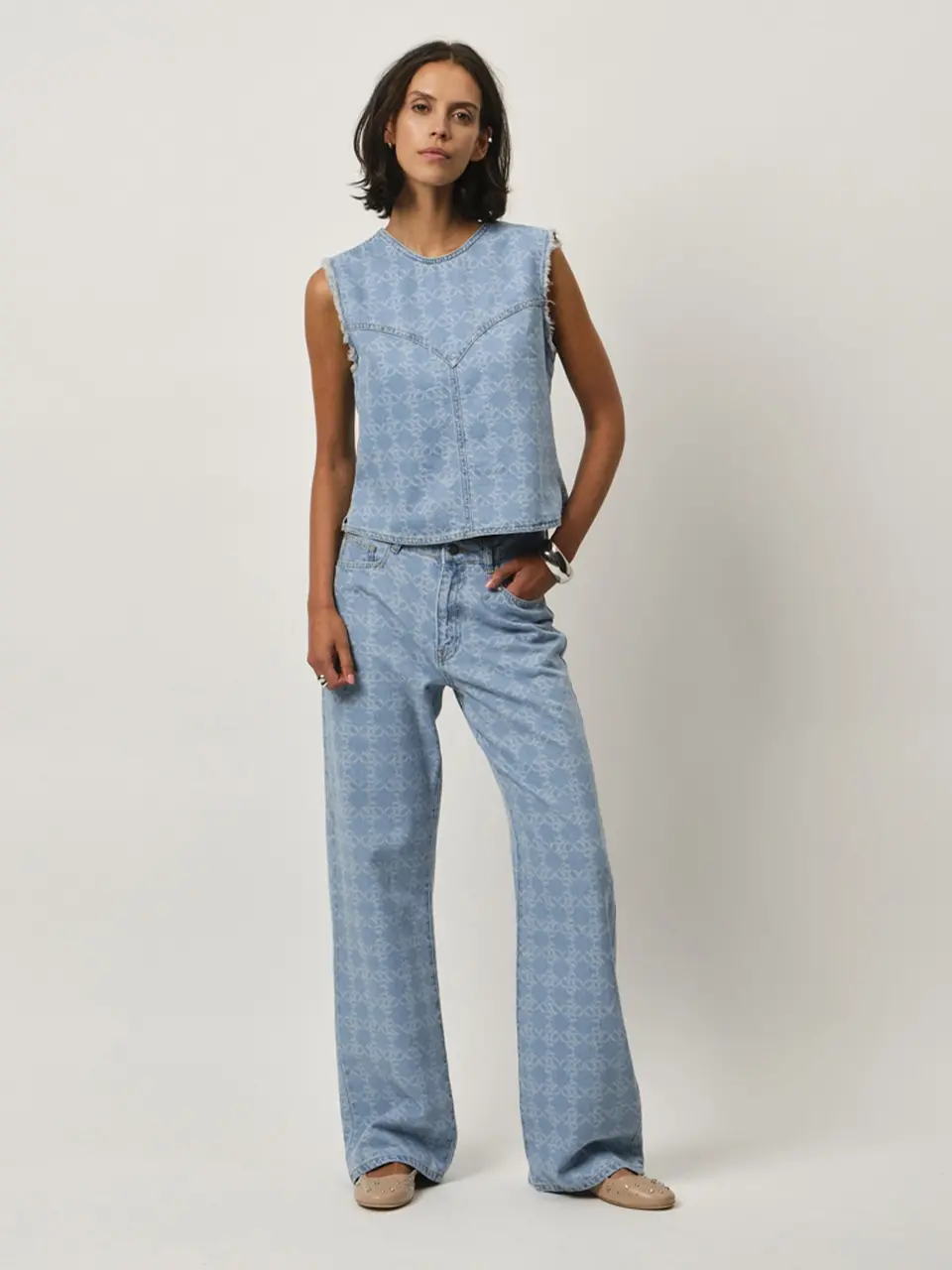 Dante 6 Monogram Denim Top Skywash Blue