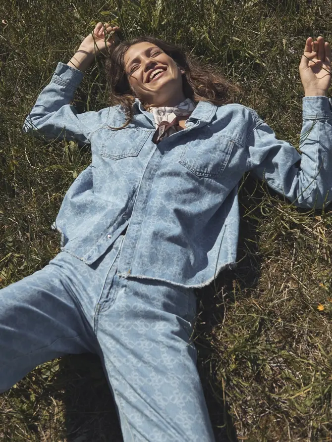 Dante 6 Monogram Wide Leg Jeans Skywash Blue