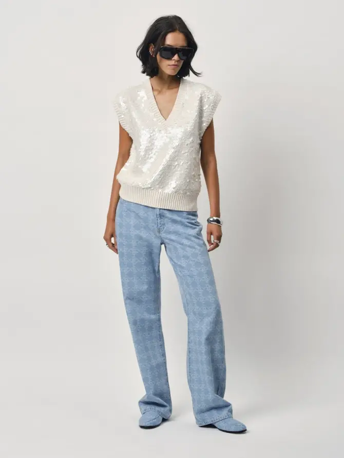 Dante 6 Monogram Wide Leg Jeans Skywash Blue