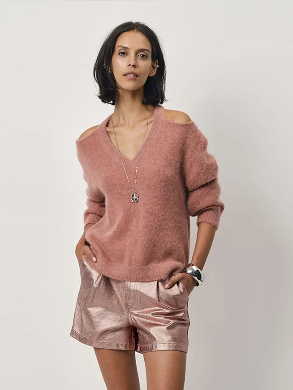 Dante 6 Open Schouder Trui Roze