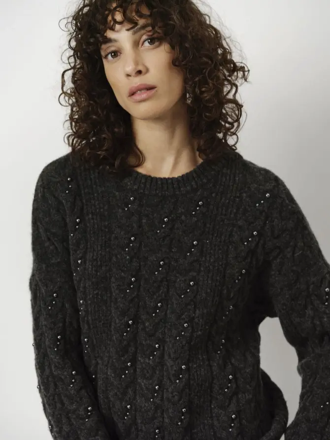 Dante 6 Oversized Parel Trui Donkergrijs