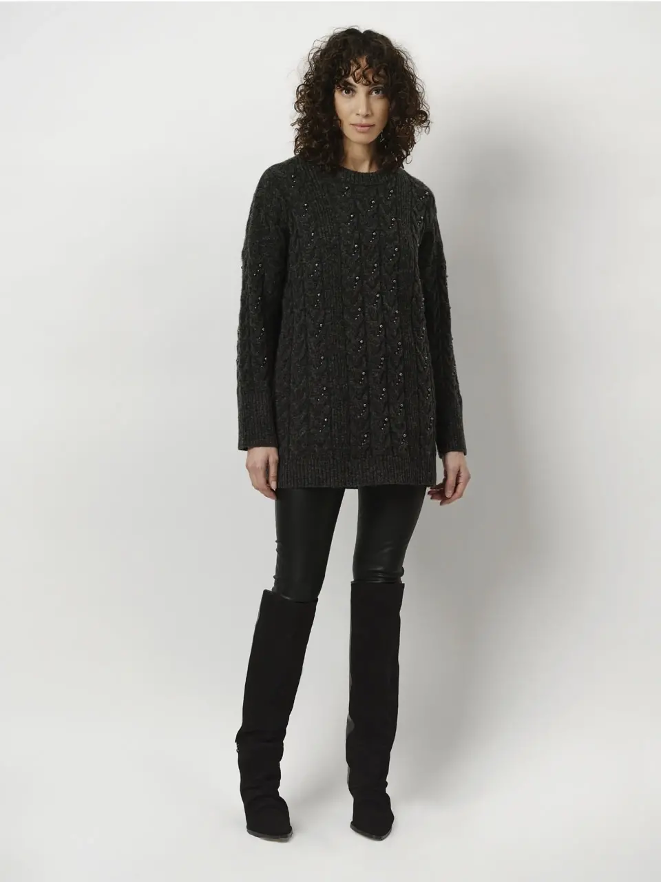 Dante 6 Oversized Parel Trui Donkergrijs