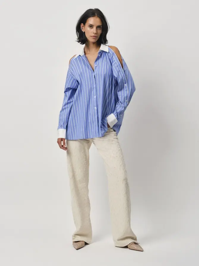 Dante 6 Oversized Stripe Shirt Blauw