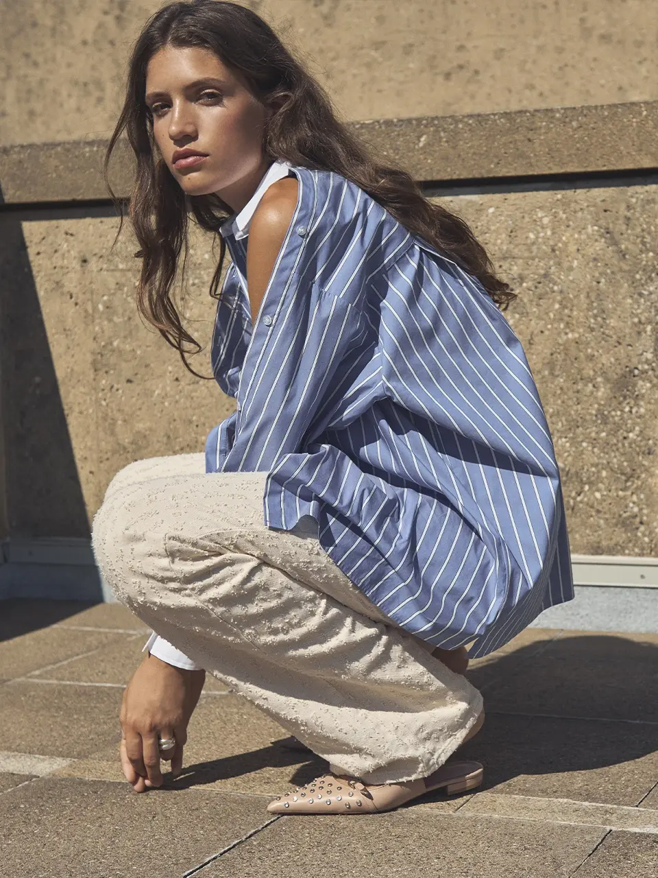Dante 6 Oversized Stripe Shirt Blauw