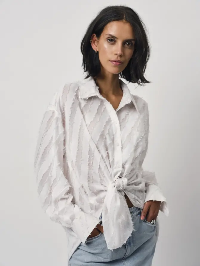 Dante 6 Oversized Textuur Shirt Creme