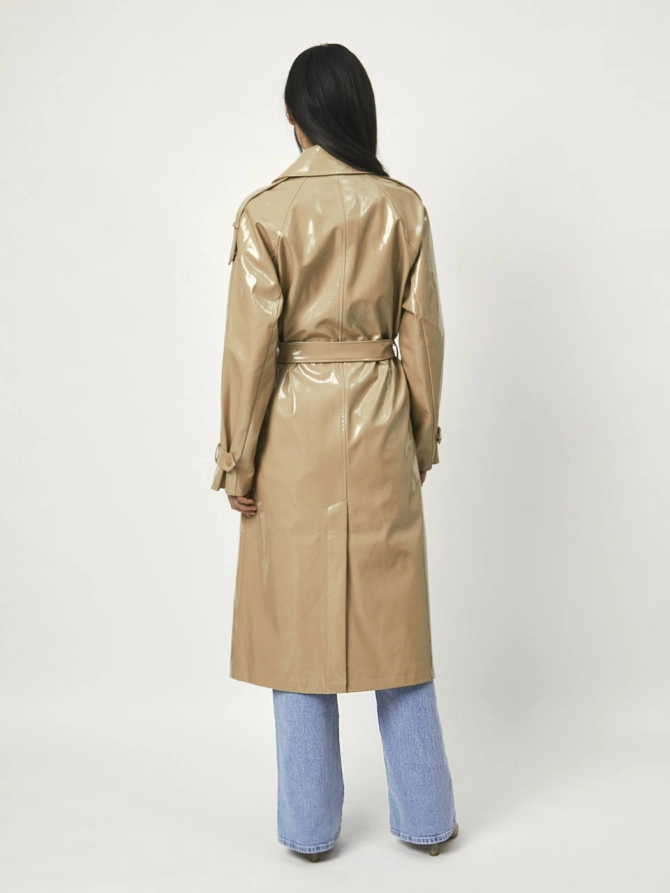Dante 6 Oversized Trench Van Kunstleer Taupe Bruin