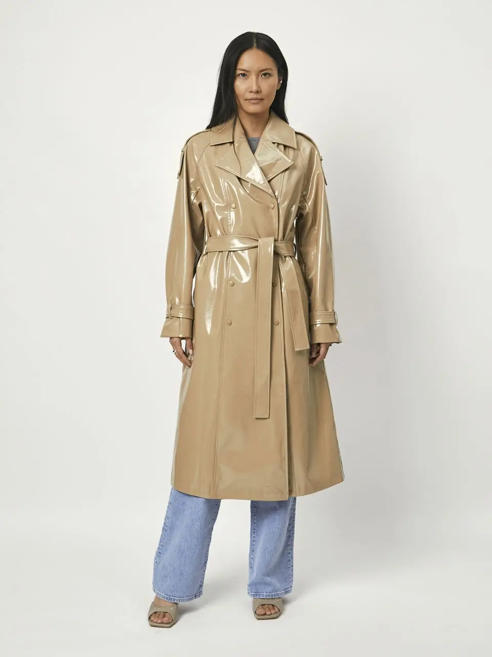 Dante 6 Oversized Trench Van Kunstleer Taupe Bruin