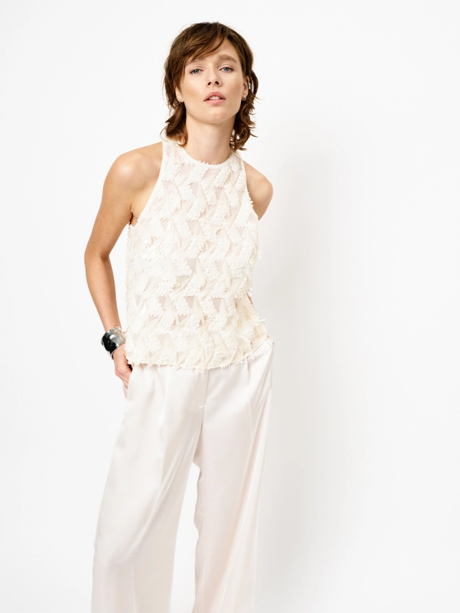 Dante 6 Pailletten Haltertop Creme