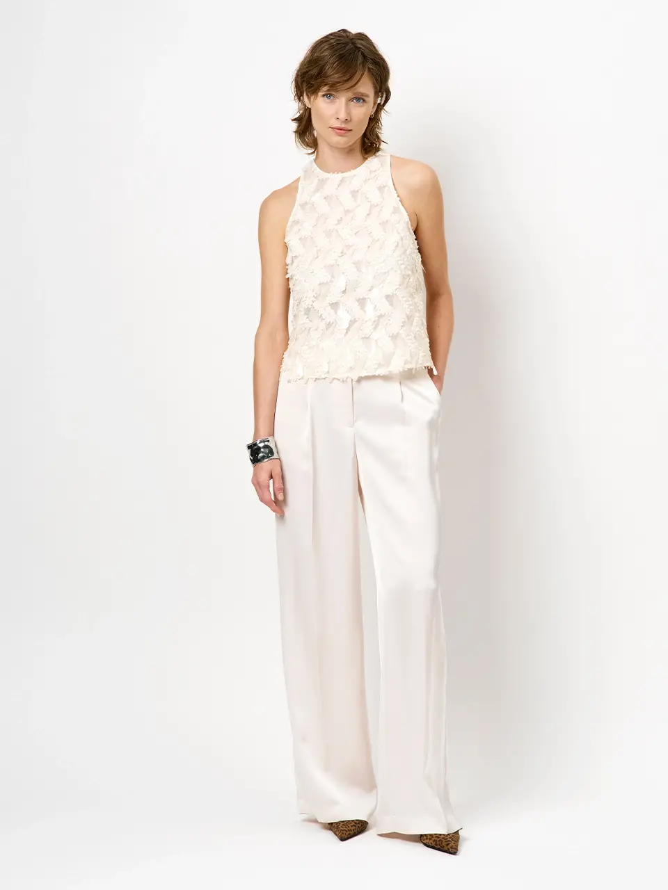 Dante 6 Pailletten Haltertop Creme