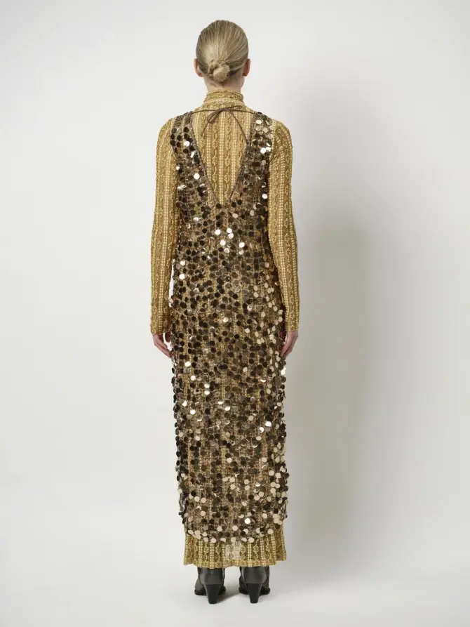 Dante 6 Pailletten Maxi Jurk Bruin