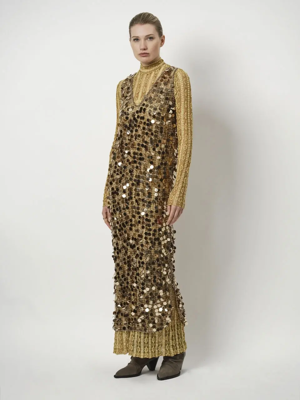 Dante 6 Pailletten Maxi Jurk Bruin