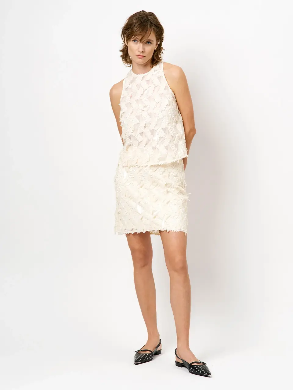 Dante 6 Pailletten Mini-rok Creme