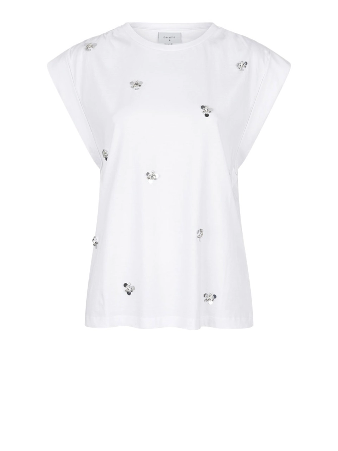 dante 6 Pailletten T-shirt Wit