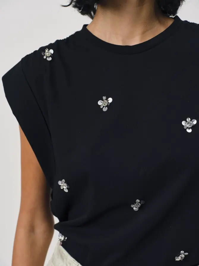 Dante 6 Pailletten T-shirt Zwart