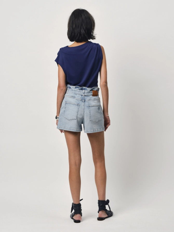 Dante 6 Paperbag Denim Short Worn Blue