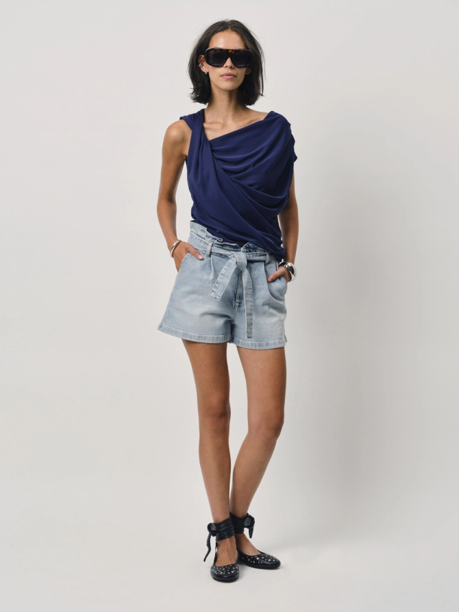 Dante 6 Paperbag Denim Short Worn Blue