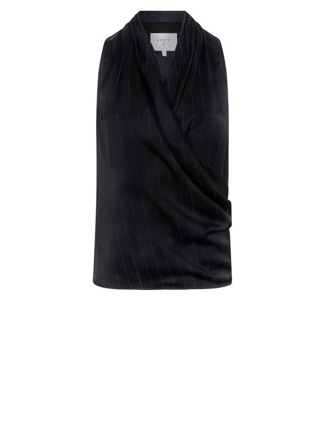 dante 6 Pinstripe drapeer top Zwart