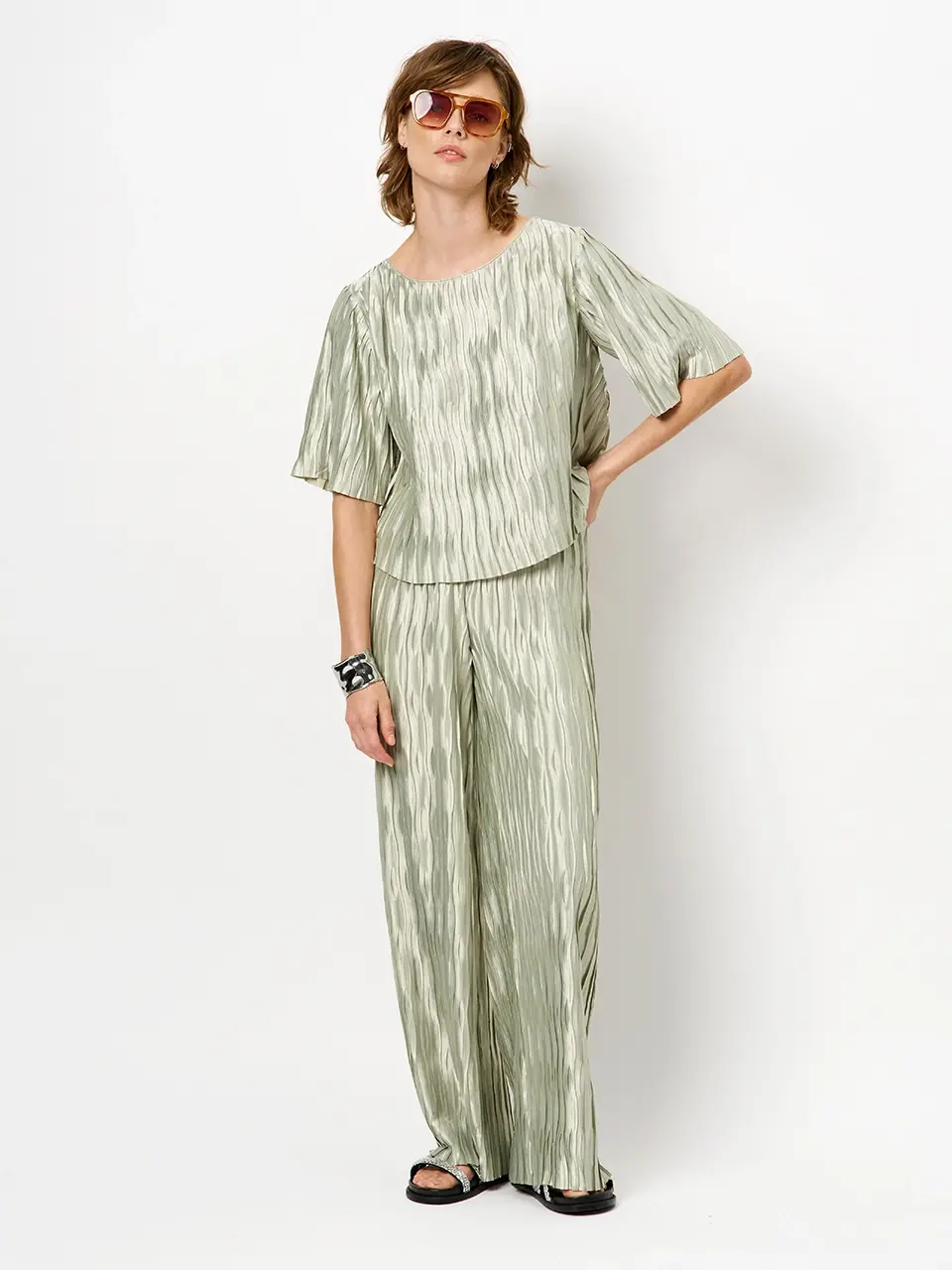 Dante 6 Plissé Broek Lichtgroen