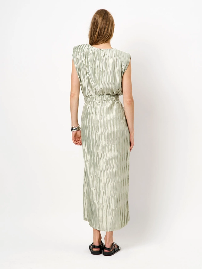 Dante 6 Plissé Maxi-jurk Lichtgroen