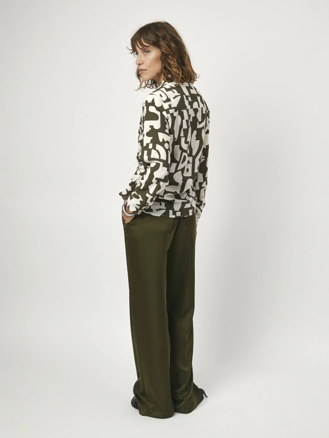 Dante 6 Print Drapey Blouse Donkergroen