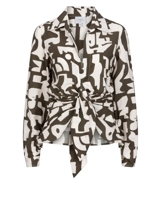 dante 6 Print drapey blouse Donkergroen