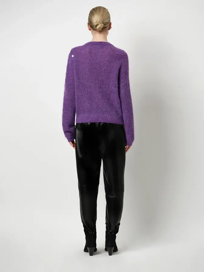 Dante 6 Rib Trui Met Knoopdetails Electric Purple