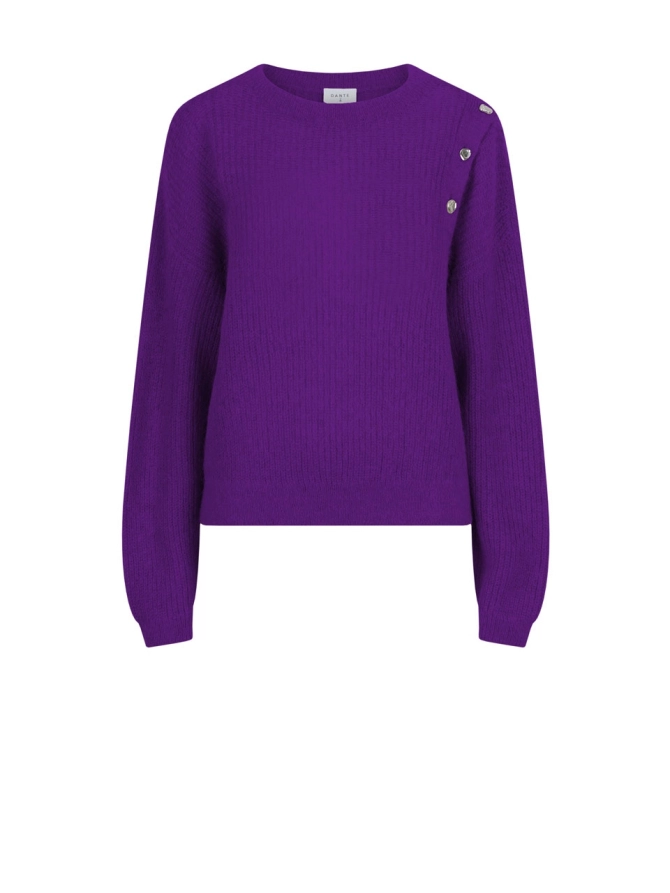 dante 6 Rib trui met knoopdetails Electric Purple