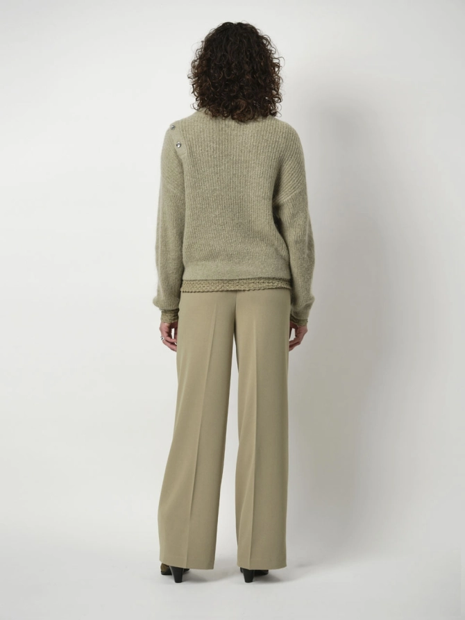 Dante 6 Rib Trui Met Knoopdetails Lichtgroen