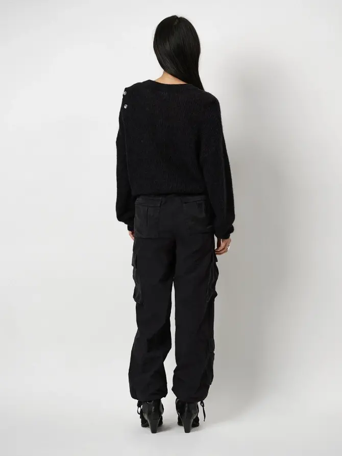 Dante 6 Rib Trui Met Knoopdetails Zwart