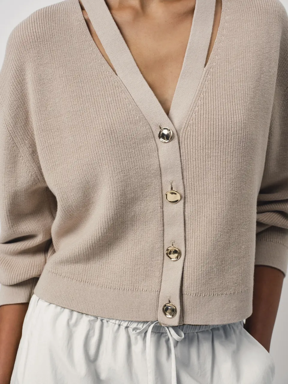 Dante 6 Rib Vest Met Cut-outs Beige