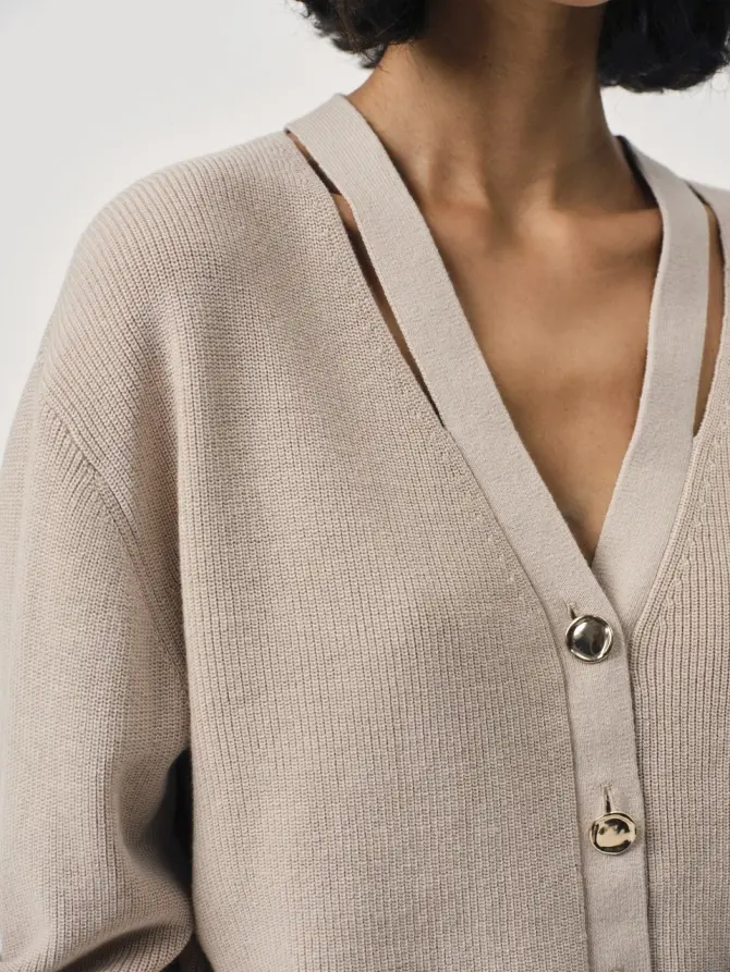 dante 6 Rib vest met cut-outs Beige