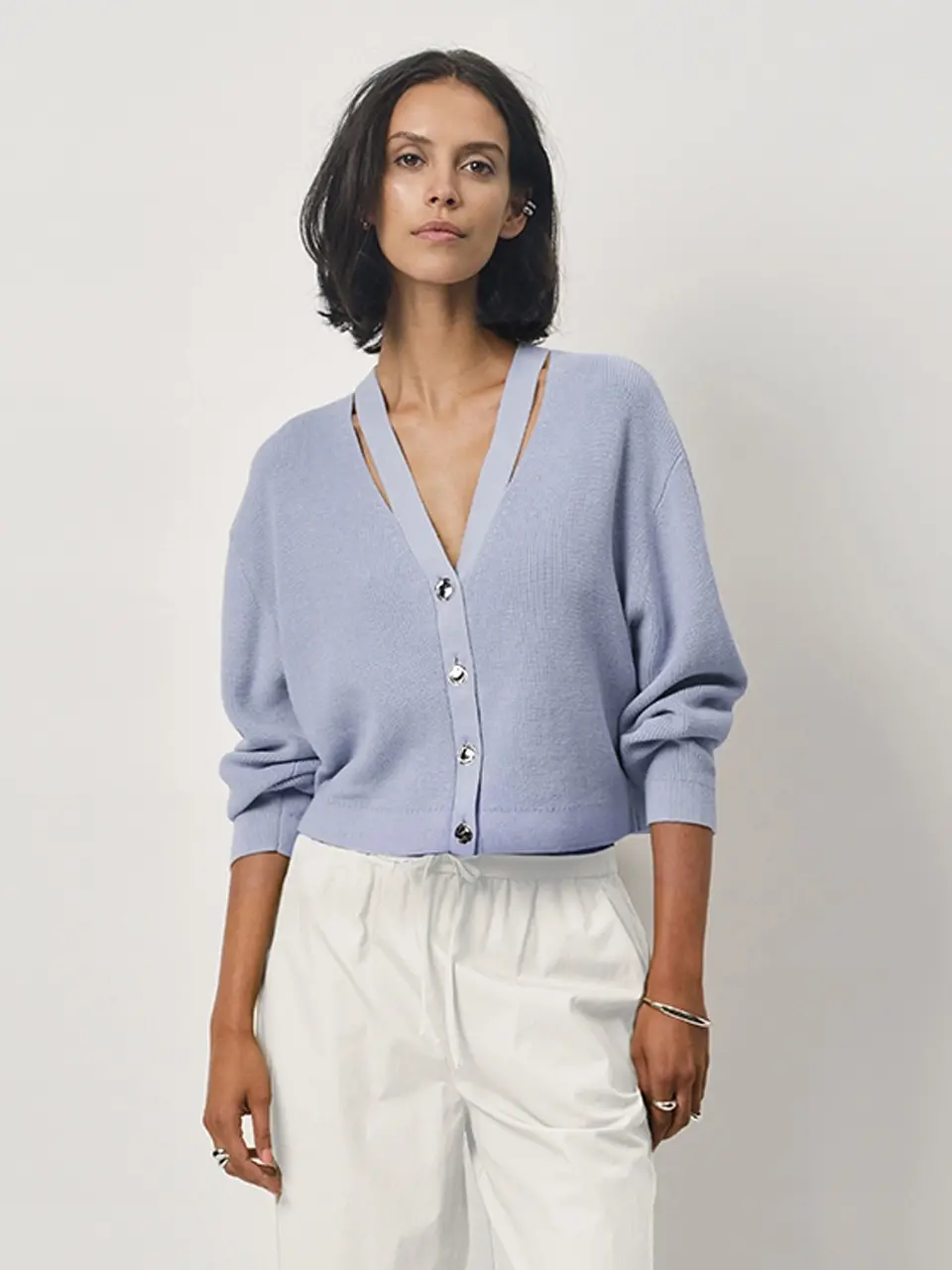 Dante 6 Rib Vest Met Cut-outs Lichtblauw