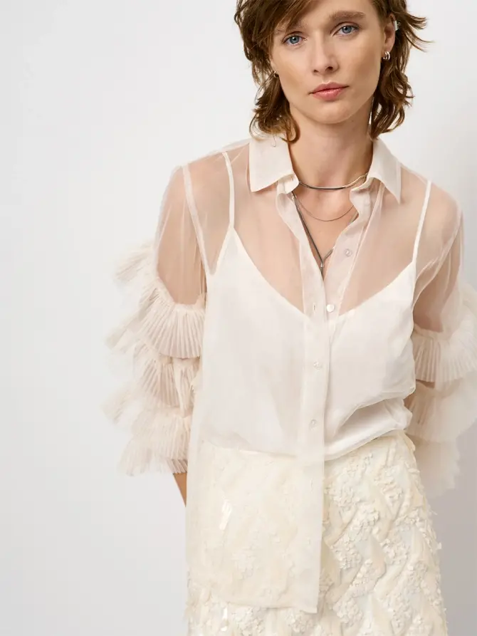 dante 6 Ruffle tule shirt Creme