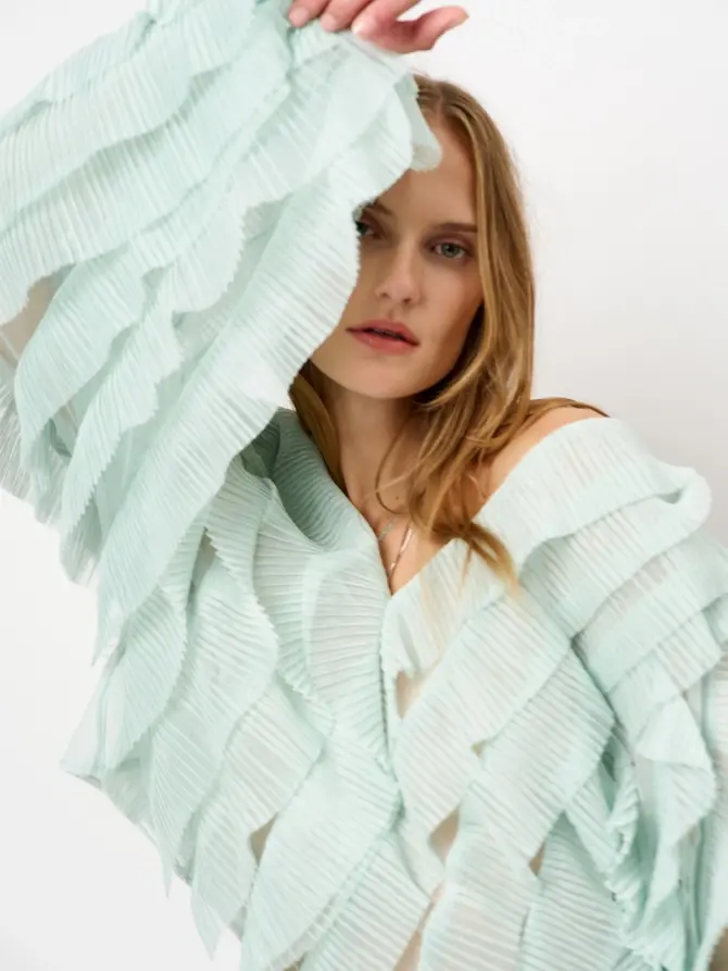 dante 6 Ruffle tule top Mintgroen