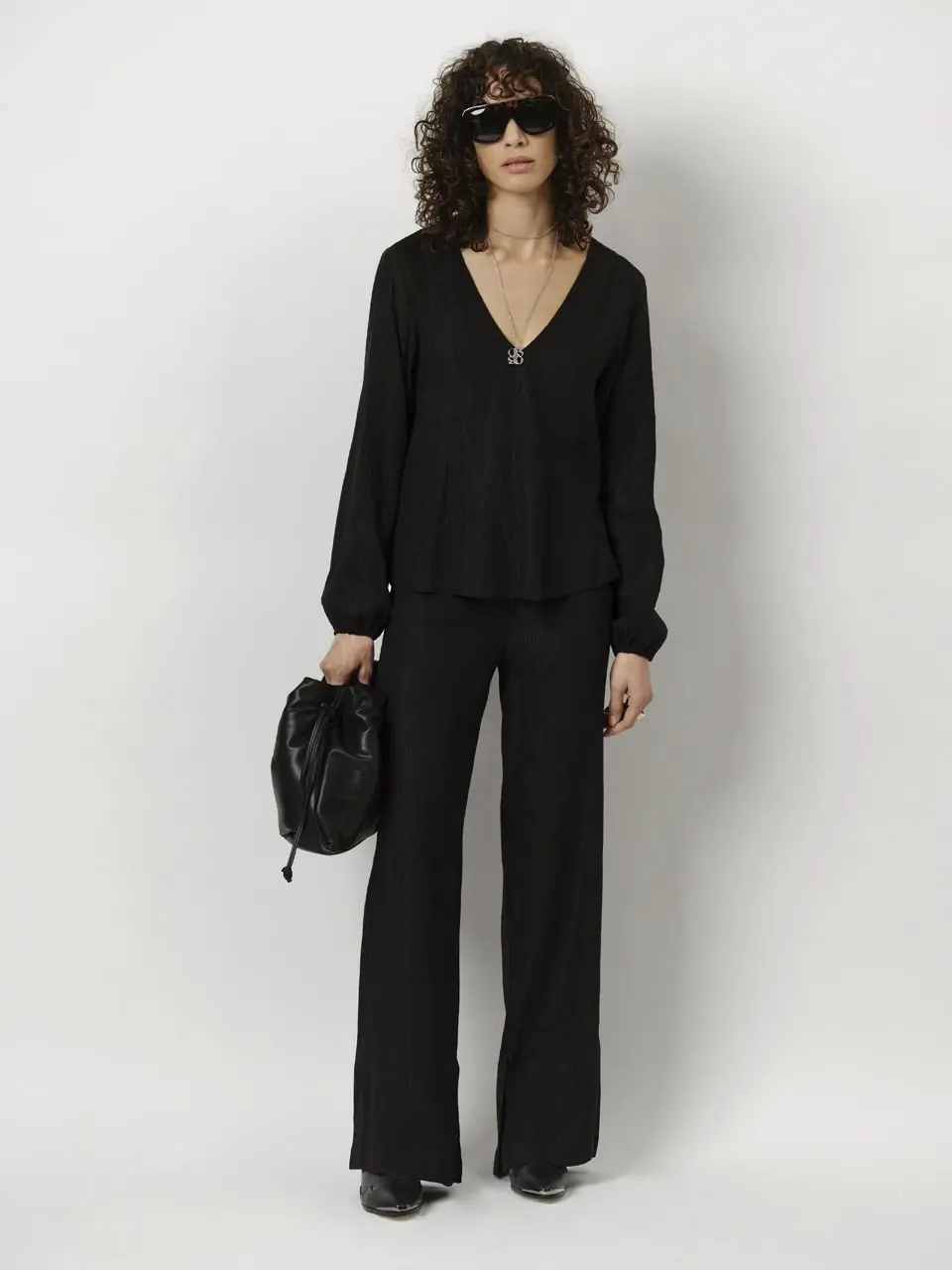 Dante 6 Ruimvallende Wijde Broek Zwart