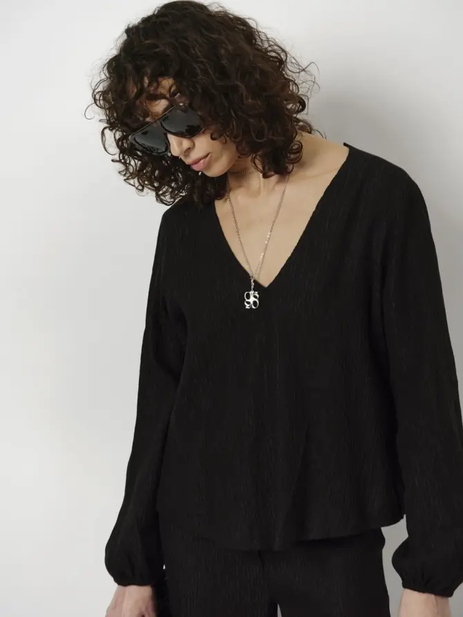 Dante 6 Ruimvallende Wijde Top Zwart