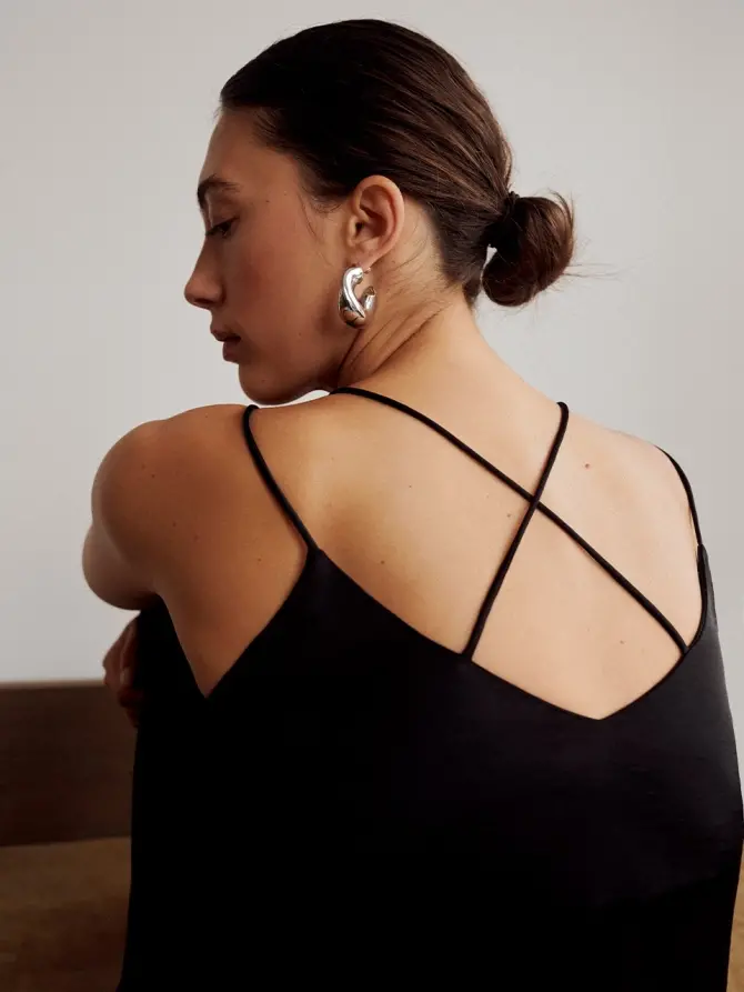 dante 6 Satijn-look singlet top Zwart