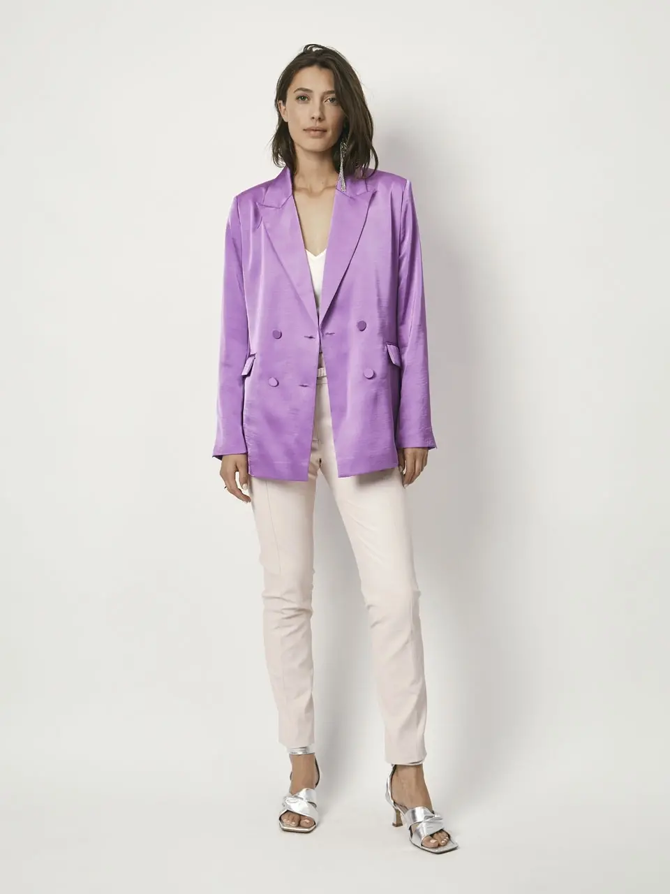 Dante 6 Satijnen Look Blazer Paars